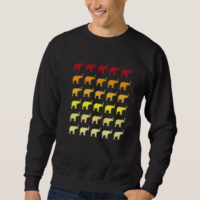 Elephant Retro Animal Pattern Sweatshirt (Front)