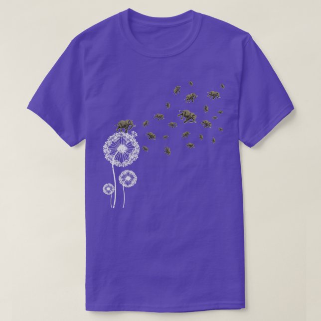 Elephant Retro Flower Puff Ball Dandelion T-Shirt (Design Front)