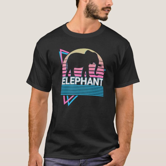 Elephant Retro   T-Shirt (Front)