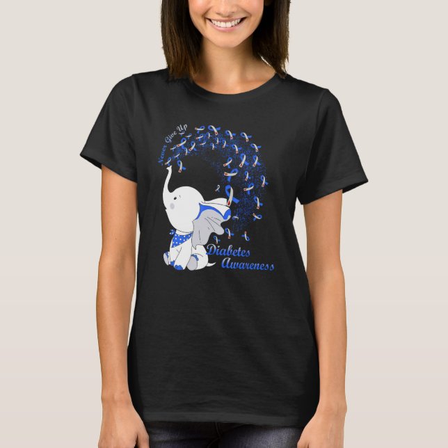 Elephant Ribbons Diabetes Awareness T-Shirt (Front)