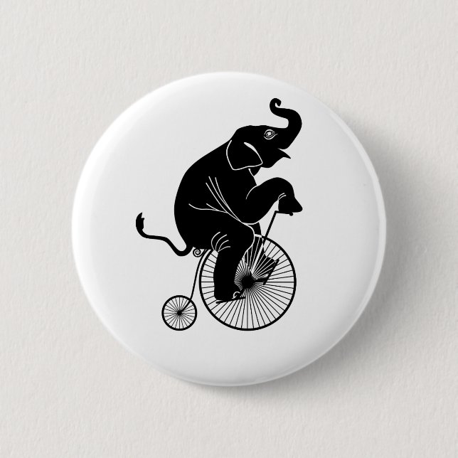 Elephant Riding a Bike 6 Cm Round Badge (Front)