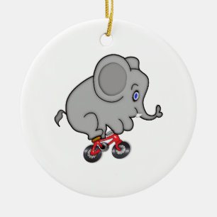 Elephant Riding a Bike Ceramic Tree Decoration