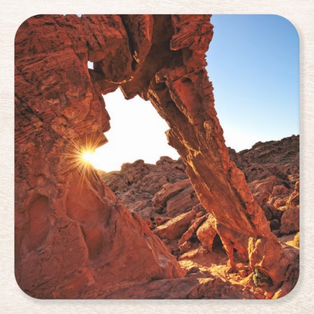 Elephant Rock in the Valley of Fire Square Paper Coaster (Front)
