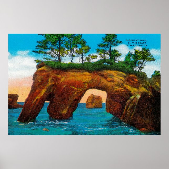 Elephant Rock on Washington Coast Poster (Front)