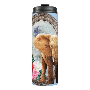 Elephant, Roses, And Frame Thermal Tumbler