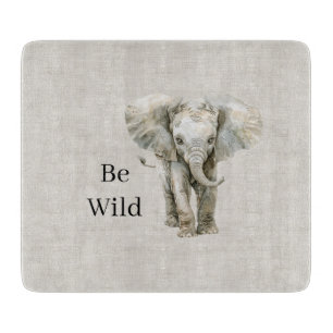 Elephant Safari Animal Faux Linen Cutting Board