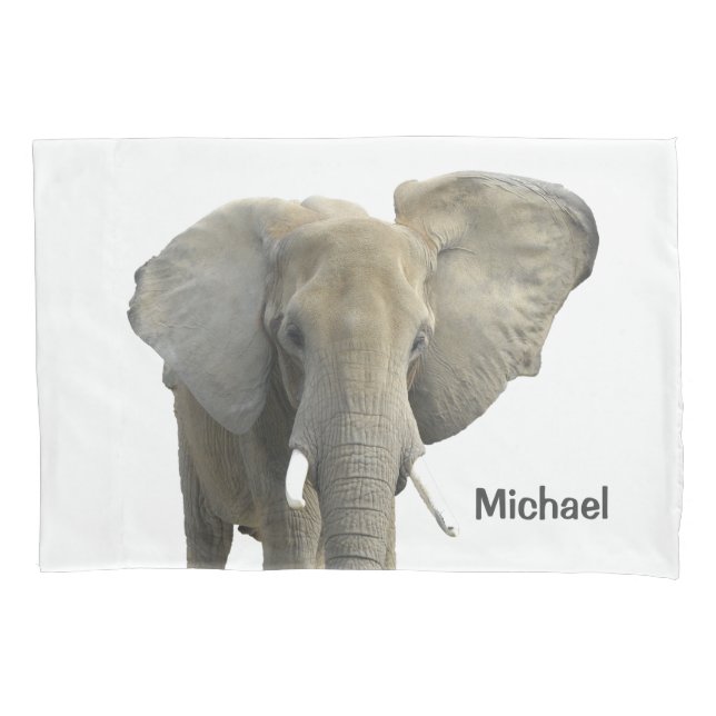 Elephant Safari Animal Personalized Name Pillowcase (Front)