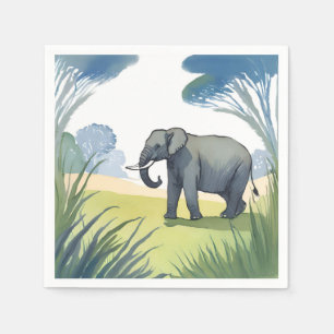 Elephant Safari   Beautiful Nature Watercolor  Napkin
