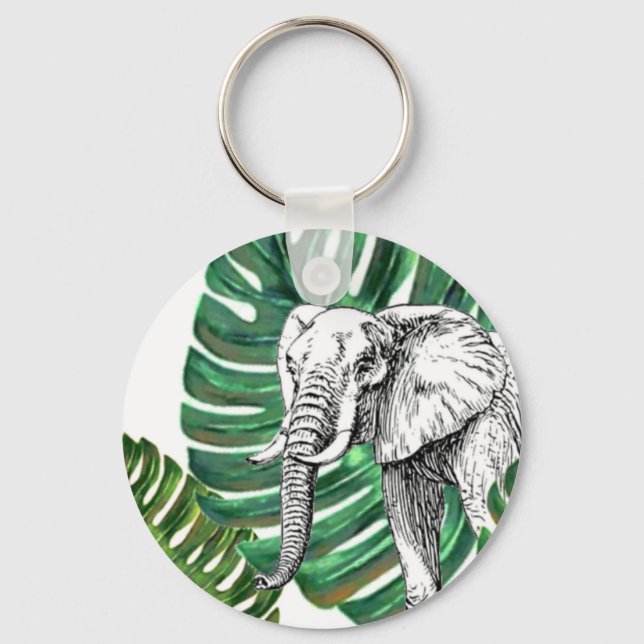 Elephant Safari Customisable Key Ring (Front)