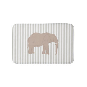 Elephant Safari Design Stripe Bath Mat