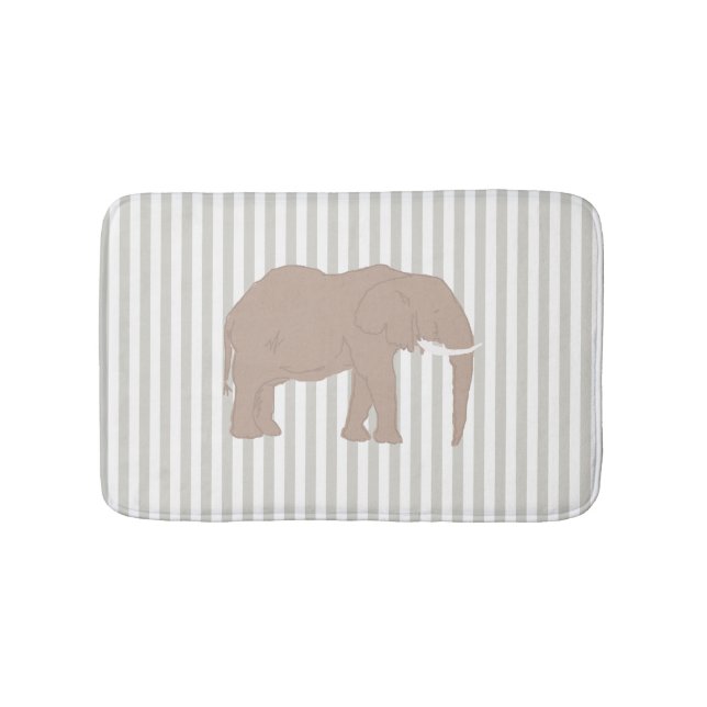 Elephant Safari Design Stripe Bath Mat (Front)
