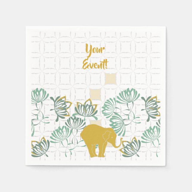 Elephant Safari Floral Jungle Zoo Botanical Napkin (Front)