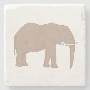 Elephant Safari Painting Marble Stone Coaster