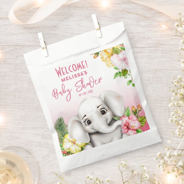 Elephant Safari Tropical Jungle Baby Shower Favour Bag (Clipped)