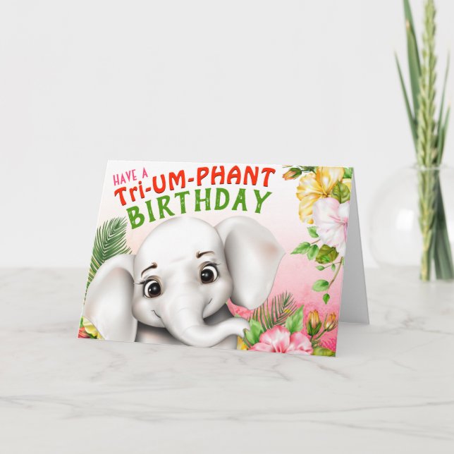 Elephant Safari Tropical Jungle Funny Birthday Card (Front)