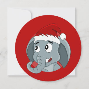 Elephant Santa Christmas Party print invitation