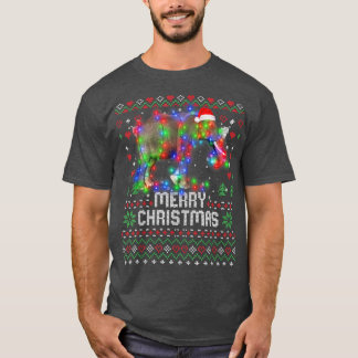 Elephant Santa Hat Animal Christmas Tree Lights Ho T-Shirt