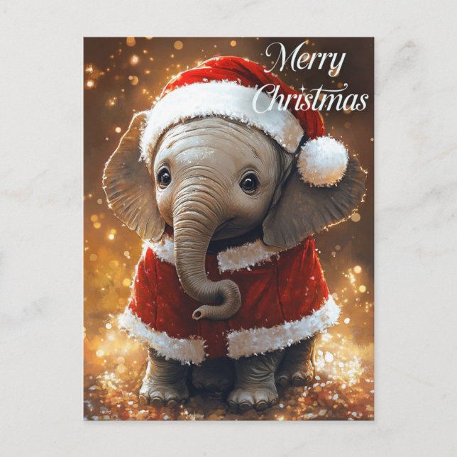Elephant Santa Postcard (Front)