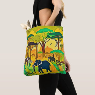 Elephant Savanna Jungle Art Tote Bag