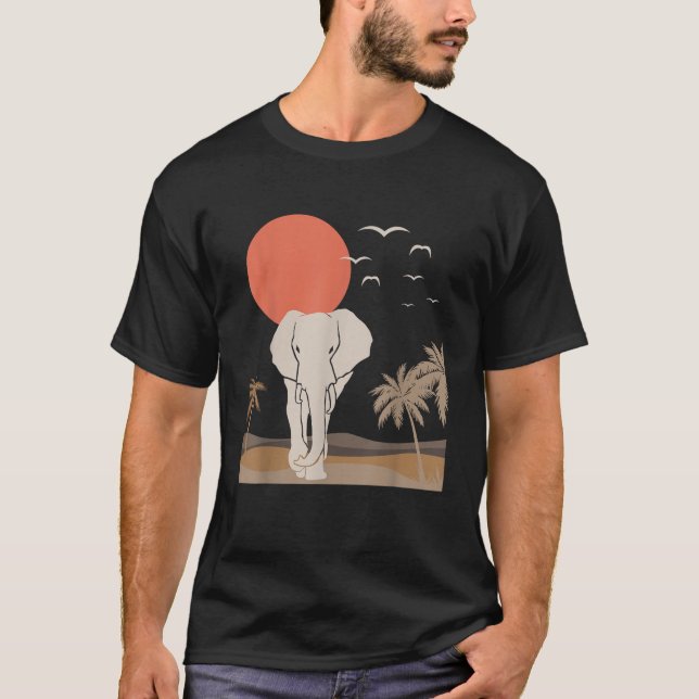 Elephant Savannah Africa Landscape Minimalist Desi T-Shirt (Front)
