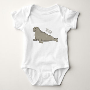 Elephant seal cartoon illustration  baby bodysuit