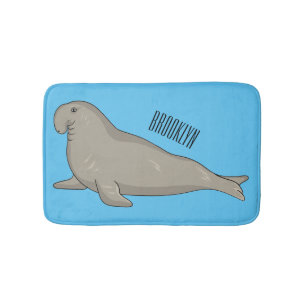 Elephant seal cartoon illustration bath mat