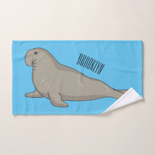 Elephant seal cartoon illustration bath towel set