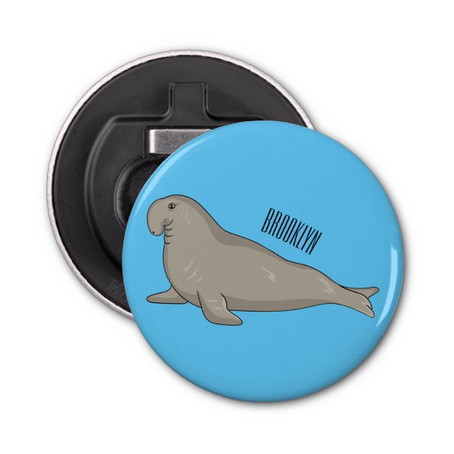 Elephant seal cartoon illustration bottle opener (Front)