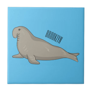 Elephant seal cartoon illustration ceramic tile