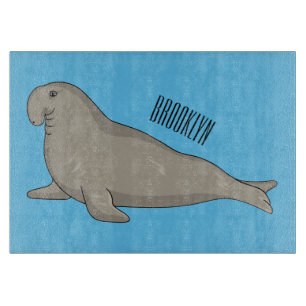 Elephant seal cartoon illustration cutting board