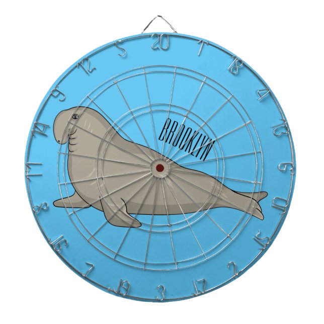 Elephant seal cartoon illustration  dartboard (Front)