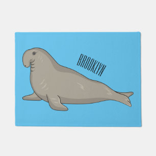 Elephant seal cartoon illustration doormat