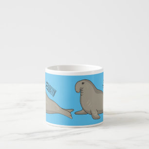Elephant seal cartoon illustration espresso cup