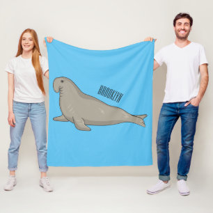 Elephant seal cartoon illustration fleece blanket
