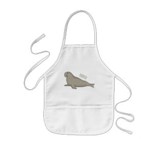 Elephant seal cartoon illustration kids apron