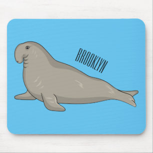 Elephant seal cartoon illustration mouse pad