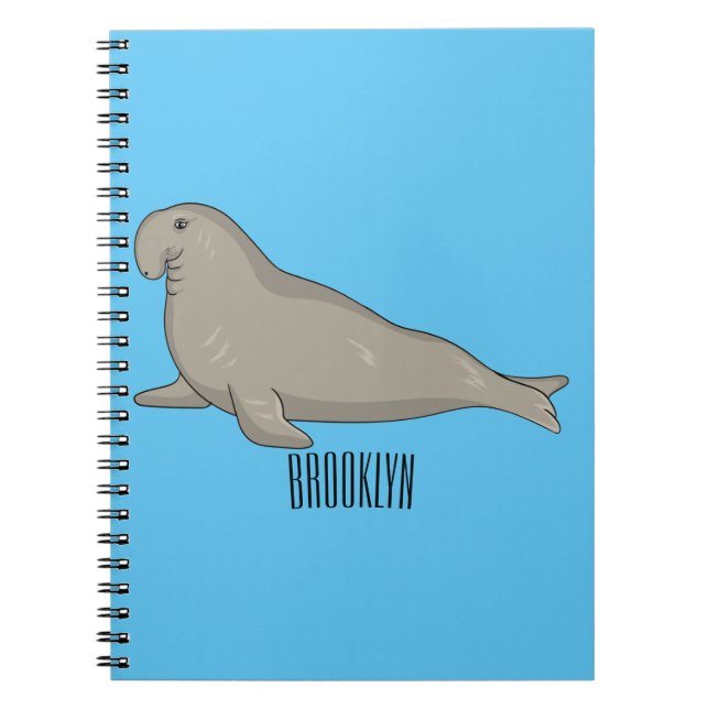 Elephant seal cartoon illustration notebook (Front)