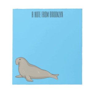 Elephant seal cartoon illustration notepad