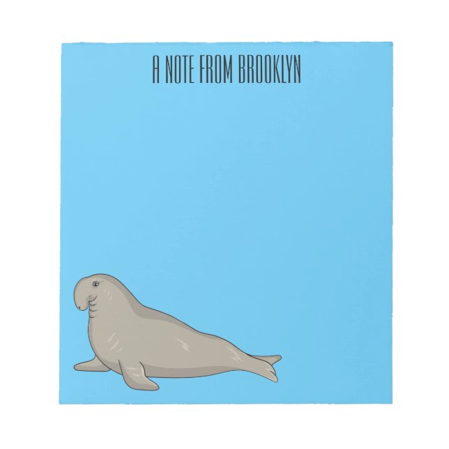 Elephant seal cartoon illustration notepad (Front)