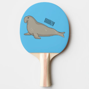 Elephant seal cartoon illustration ping pong paddle