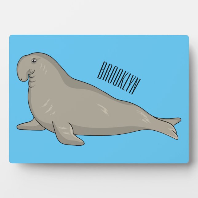 Elephant seal cartoon illustration plaque (Front)