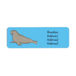 Elephant seal cartoon illustration return address label
