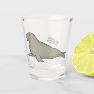 Elephant seal cartoon illustration shot glass