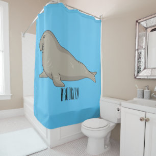 Elephant seal cartoon illustration shower curtain