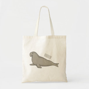Elephant seal cartoon illustration tote bag
