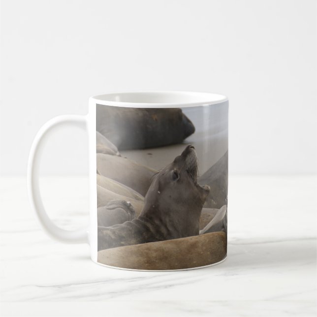 Elephant Seal Rookery San Simeon, CA Coffee Mug (Left)