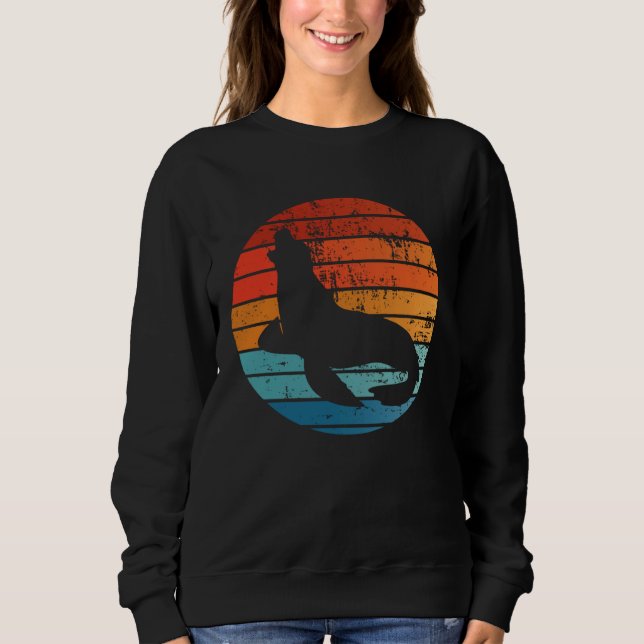 Elephant Seal Sunset Retro Vintage Sweatshirt (Front)