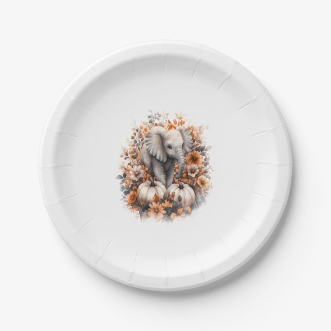 Elephant Shirt Country Pumpkin Paper Plate (Front)