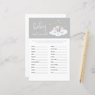 Elephant Shower Baby Word Scramble Game Grey