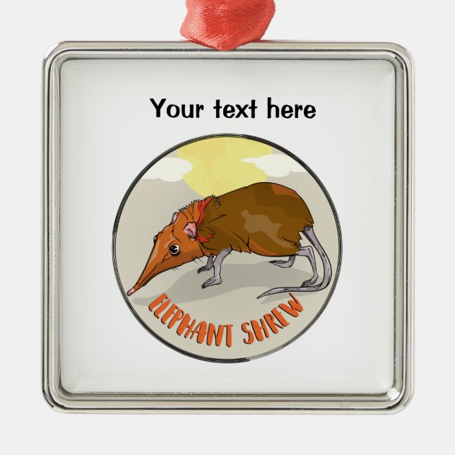 Elephant Shrew Metal Ornament (Front)